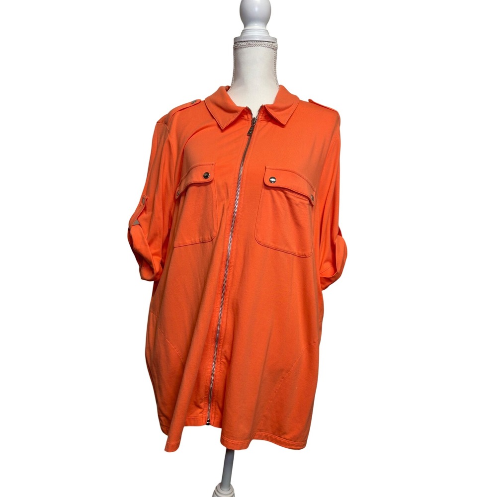 Belle by Kim Gravel Women's Coral Zip Up with Pockets Size 1X